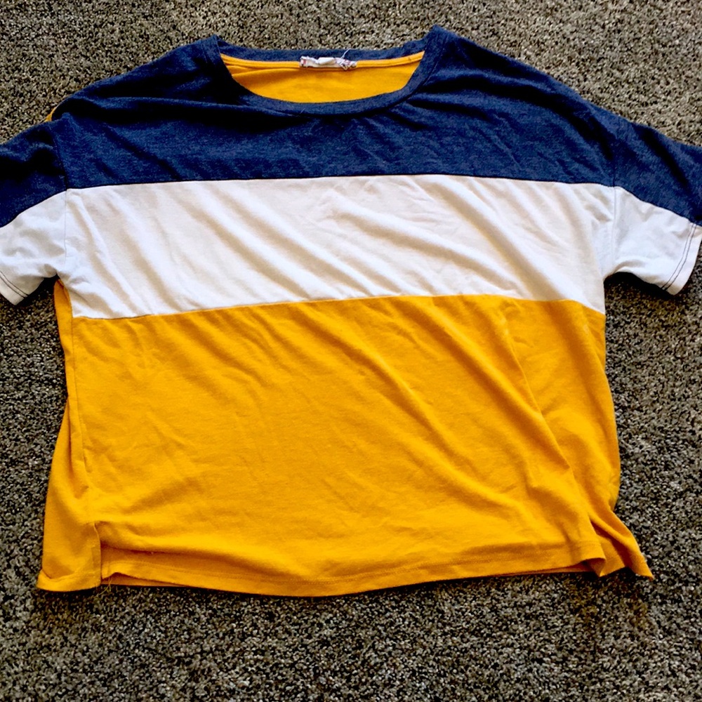 Blue, White, Orange shirt